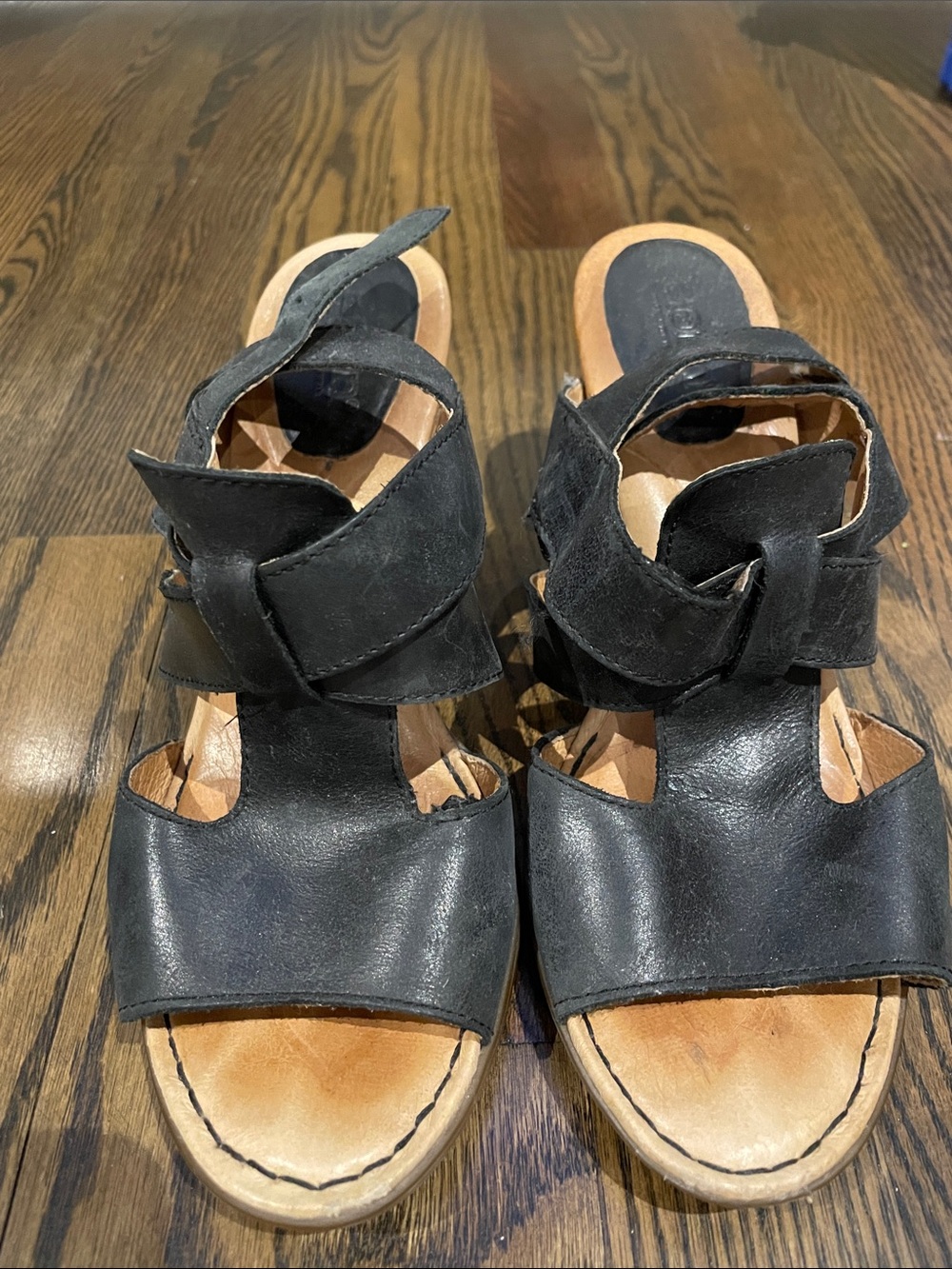 Born Black Leather Strap Sandals
